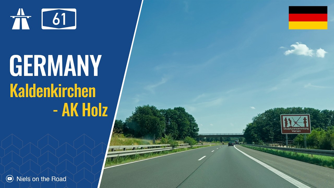 Driving in Germany: Autobahn A61 from Kaldenkirchen to AK Holz (Jüchen)