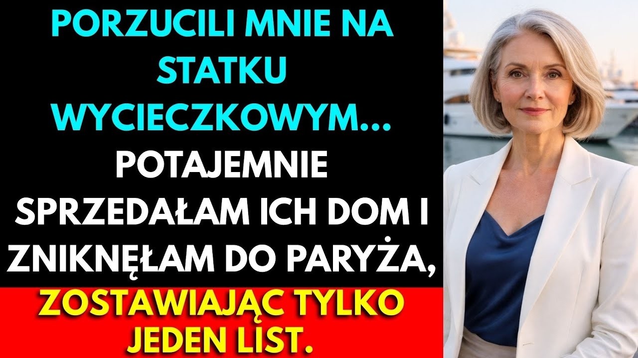 Stałam w porcie w Gdyni, czekając na syna i jego żonę, z którymi miałam płynąć w wymarzoną podróż. Zamiast powitania dostałam wiadomość: „Nie jedziesz z nami. Zabierzemy tylko bliską rodzinę”....