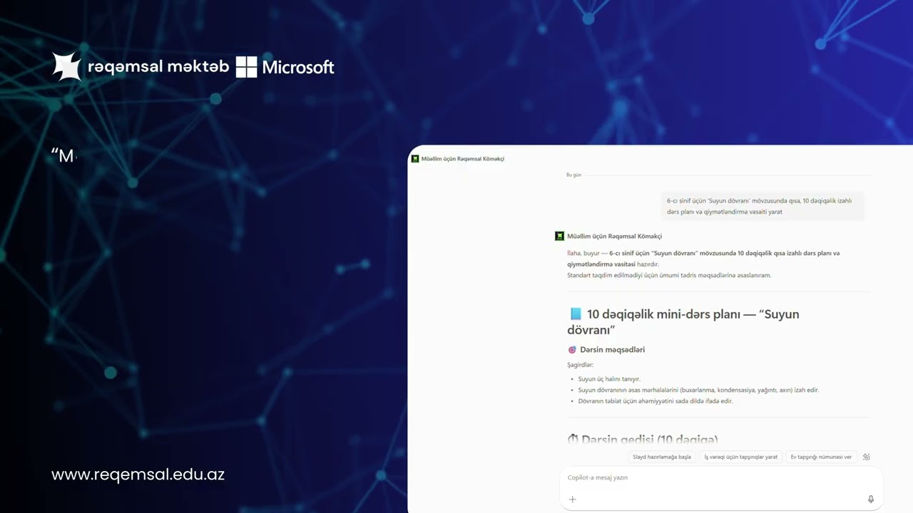 Müəllimlərin rəqəmsal köməkçisi – “Microsoft Copilot” artıq “Rəqəmsal məktəb” platformasında!