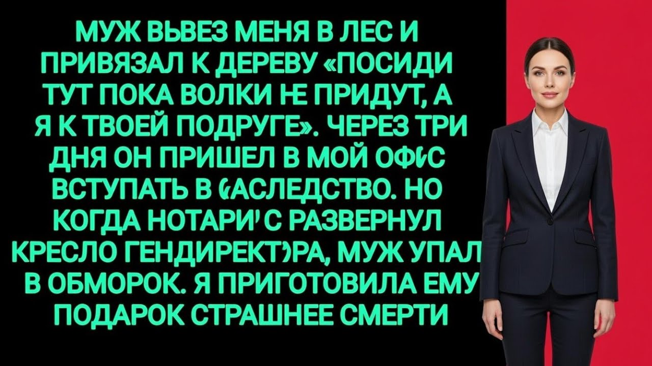 Муж вывез меня в лес и привязал к дереву. Через 3 дня он пришёл в мой офис вступать в наследство…