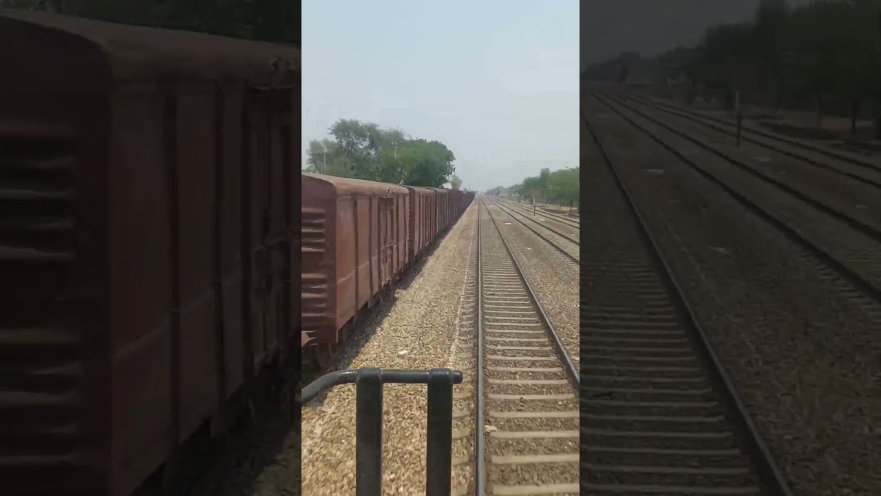 Live view from cab of fastest train overtaking goods train at Harappa railway station 