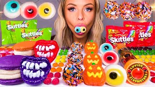 ASMR HALLOWEEN CANDY, EDIBLE FLASHLIGHT, PUMPKIN CANDY, SKITTLES, EYEBALL JELLY, MACARONS MUKBANG 먹방 screenshot 5