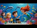 Amazing Underwater Adventure Rhyme 🦈🐠 | Boy &amp; Two Girls Explore the Sea  🐟 🐡
