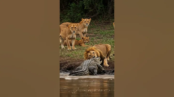 Strong Lion Vs Crocodile #shorts #animals #Animalschannel