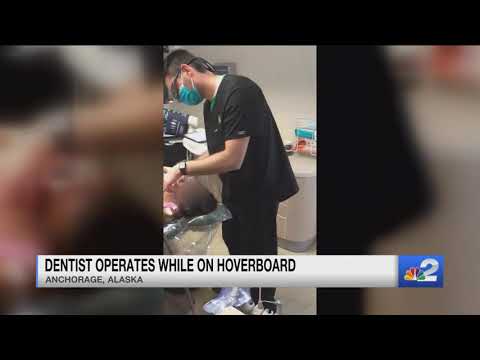 Video shows dentist operating on patient while riding hoverboard