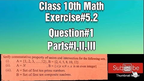 Verify commutative property of union and intersection || Commutative property