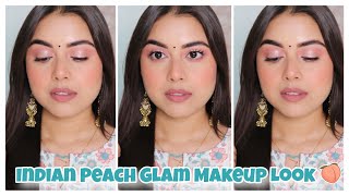 Indian Peach Glam Makeup Look ! 🍑