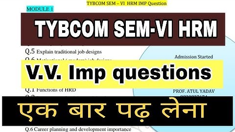 TYBCOM 6 HRM V.V. Imp Questions || Revised Before Exam || Atul Sir