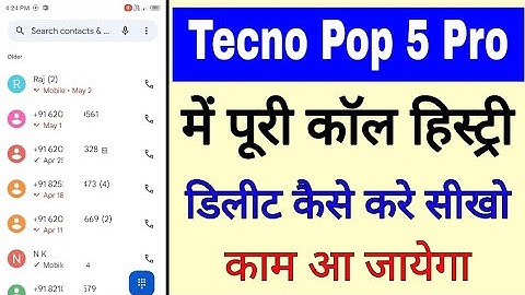 delete all call history in tecno pop 5 pro।tecno Pop 5 pro me pura call history delete kaise kare