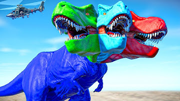 Khủng Long Bạo Chúa 3 Đầu với khung log Cá Mập, Spinosaurus, Giganotosaurus - JWE