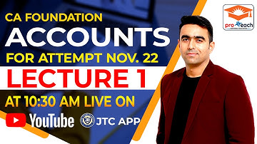 CA Foundation Accounts lecture 1 for Nov 2022 By CA CS Jitin Tyagi Sir