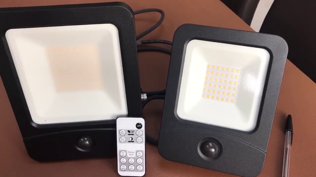 LED Floodlights With PIR Sensor & Remote Control For Easy Set-Up - YouTube