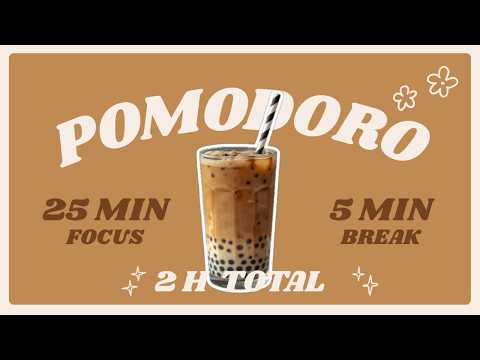 Coffee Bubble Tea 2HR 25/5  pomodoro timer🧋🤎 | cozy lofi music | study with me