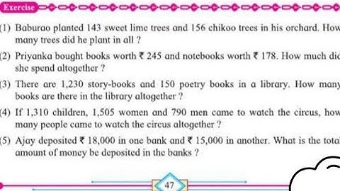 Word problems-Exercise, Mathematics, Std. 4,page no.47