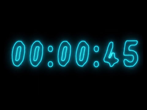 Light blue neon timer 45 seconds (countdown)