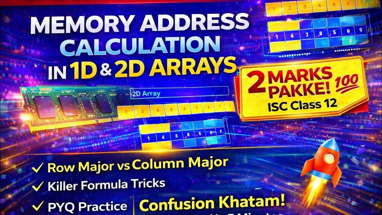 Memory Address Calculation in 1D & 2D Arrays🔥|Row Major vs Column Major ...