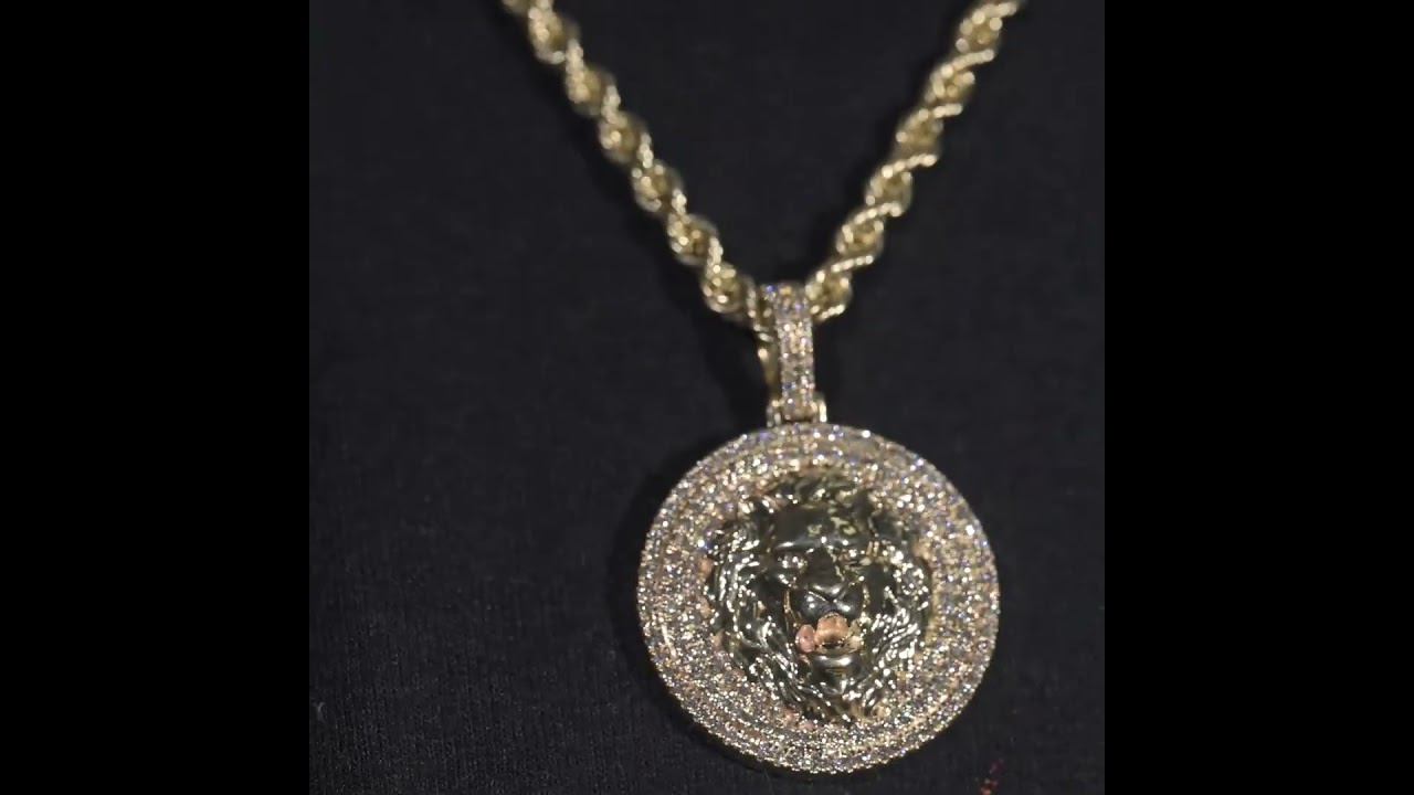 10k YellowGold Diamond LionHead Pendant