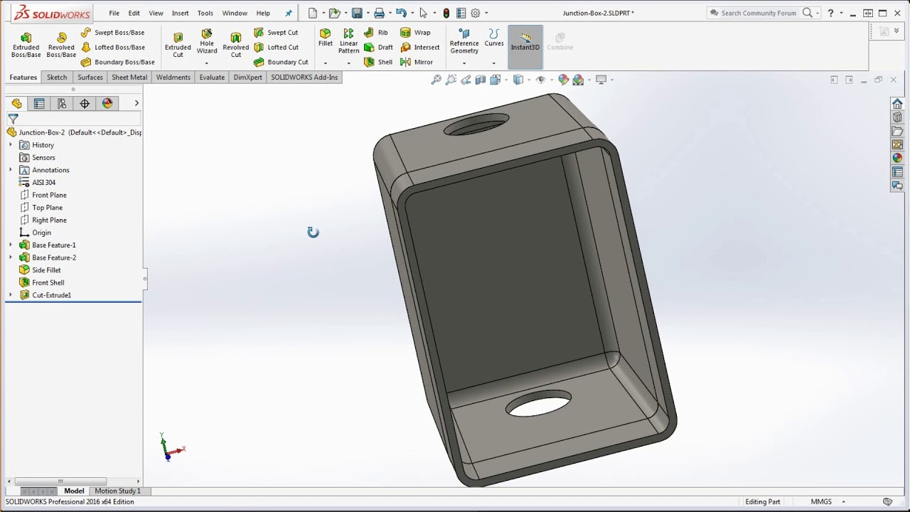 55 SolidWorks Junction Box Draft Angle, Convert Entities, Align