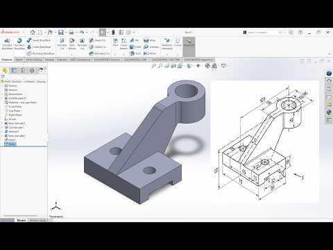 Support Bracket Engineering Drawing |Easy Mechanical Drawing Tutorial for Beginners | SolidWorks