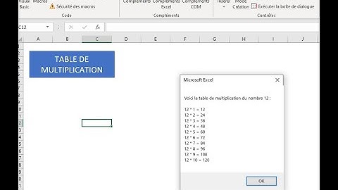 Générer une table de multiplication sur Excel VBA