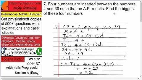 37 IMO Int Maths Olympiad Video Std 10 Arithmetic Progres free Video1 by Vishal Mantri +919960560404