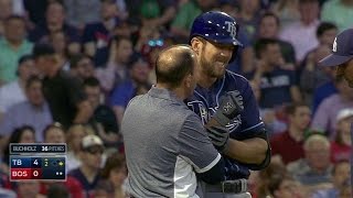 TB@BOS: Souza Jr. gets shaken up after hit-by-pitch