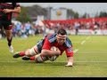 James coughlan try from ronan omahony back heel flip  munster v edinburgh 7th sept 2013