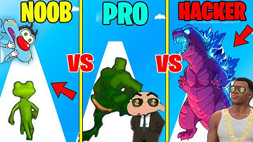 NOOV vs PRO vs HACKER in MONSTER Evolution with SHINCHAN CHOP & OGGY!