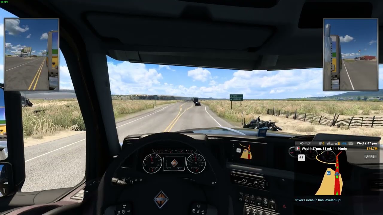 ATS. Burns (OR) - Bend (OR), Fruits in double trailer (no radio) [International LoneStar Day Cab]