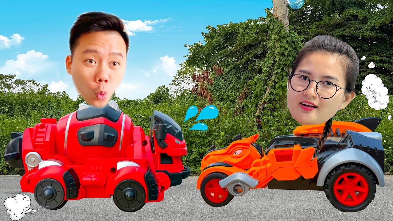 Changcady thi tài các xe ô tô khủng long, review xe ô tô đua của em Cam