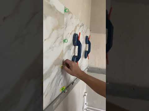 Укладка плитки 1200*600. Рабочая зона на кухне.