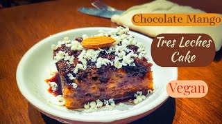 Chocolate Mango Tres Leches Cake | Vegan Egg less | Decadent and Healthy Cake | No oven