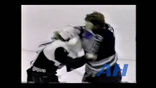 NHL Oct. 27, 1993 Derian Hatcher,DAL v Jim McKenzie,HFD (HL) Dallas Stars Hartford Whalers