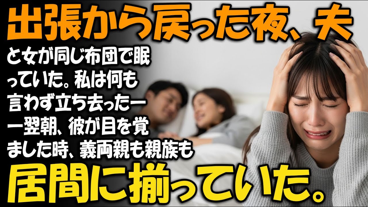 出張から戻った夜、夫と女が同じ布団で眠っていた。私は何も言わず立ち去った――翌朝、彼が目を覚ました時、義両親も親族も居間に揃っていた。【家族ドラマ】【静かな復讐】