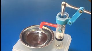 Mini hand water pump using syringe