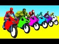 Homem-Aranha Parkour com Limusines Tratores Motos Ônibus Carros na pista de obstáculos - Gta Stream