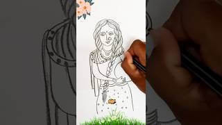 Traditional Girl Drawing For Beginners By Devi Arts