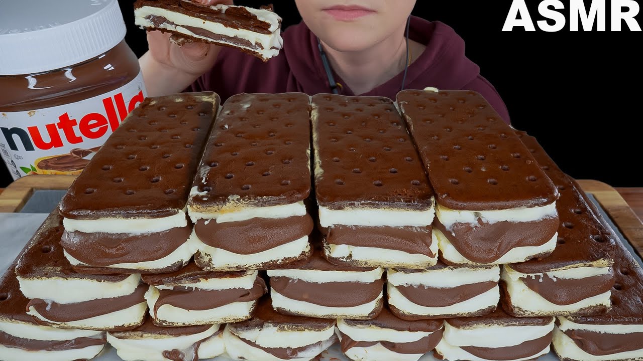ASMR Nutella Ice Cream Sandwiches [Dessert Mukbang/Eating Sounds]