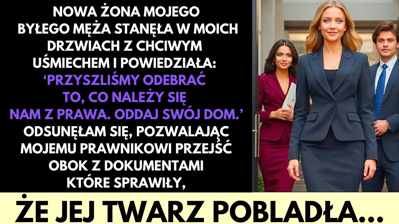 Stałam w drzwiach, gdy ona powiedziała: „Przyszliśmy odebrać to, co do nas należy. Musisz oddać nam dom.” Nowa żona mojego byłego męża stała na moim progu z prawnikiem u boku, pewna siebie, jakby...