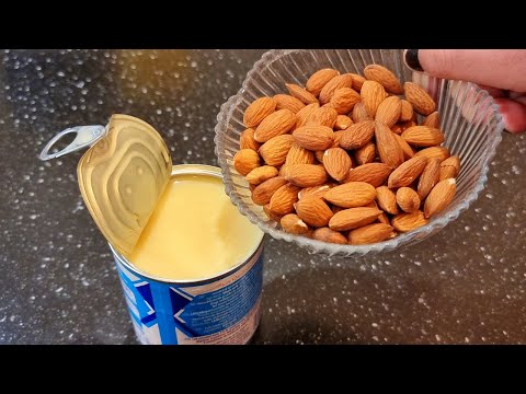 Beat Condensed Milk with Almonds! You''''ll be Amazed! Dessert in a Minute. No Baking !