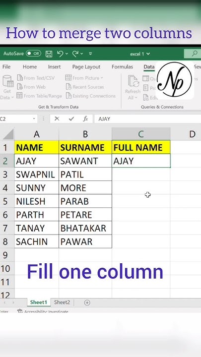 How to combine two columns in excel / Merge columns in excel / Excel ...