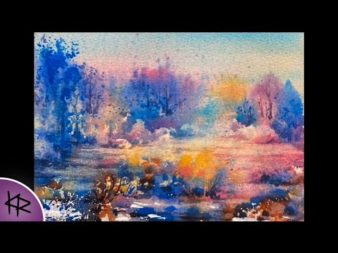 Loose WATERCOLOR Spontaneous Landscape Painting - semi abstract demonstration