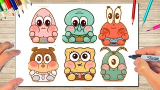 Como dibujar a los Personajes de BOB ESPONJA | 🧽🐙🦀🐿️🦑👾🍔🌊 | Dibujos Para Niños Como dibujar a los Personajes de BOB ESPONJA | 🧽🐙🦀🐿️🦑👾🍔🌊 | Dibujos Para Niños