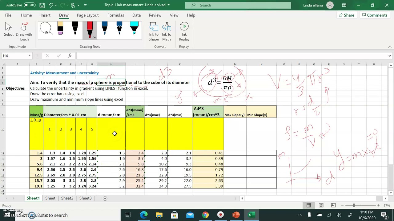 How to calculate the average, uncertainty, max and min values using