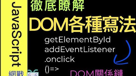【網戰JavaScript-EP02.2】徹底瞭解DOM文件物件模型的各種寫法/getElementById, addEventListener, .onclick/ DOM關係鏈