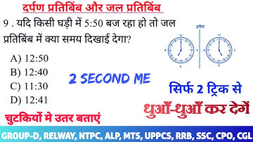 Reasoning:Clock घड़ी | Mirror Image और Water Image पर आधारित हर Type के Question सिर्फ 2 Trick से |