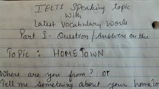 Home Town : Important  topic for   Ielts  speaking  part 1 | Academic | General  | IDP  & BC