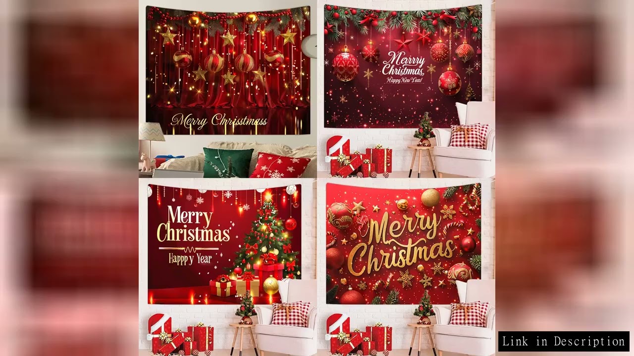1pc Merry Christmas Tapestry, Happy New Year Blessings Poster Decoration Background Wall Hanging Dec