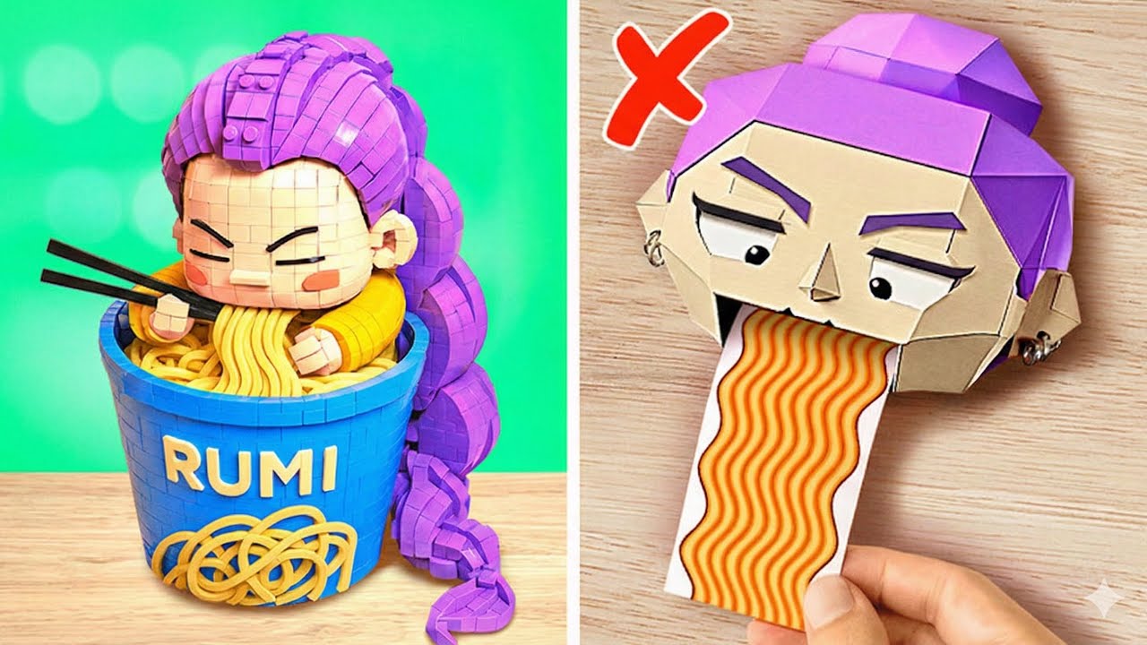 LEGO VS Cardboard Rumi 💜😳 Which One Wins? Ultimate Challenge