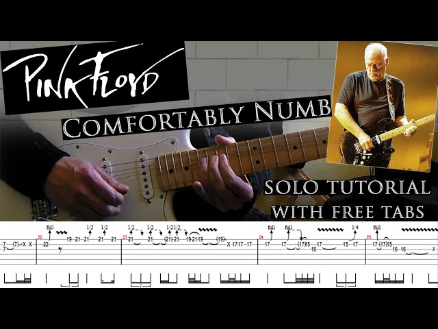 Pink Floyd - Comfortably Numb 2nd guitar solo lesson (with tablatures and backing  tracks) class=